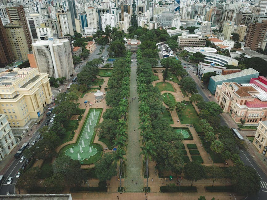 Discover the urban charm of Liberty Square in Belo Horizonte, Brazil, from above.