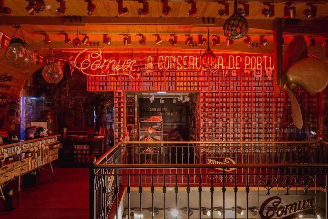 red and brown wooden store
