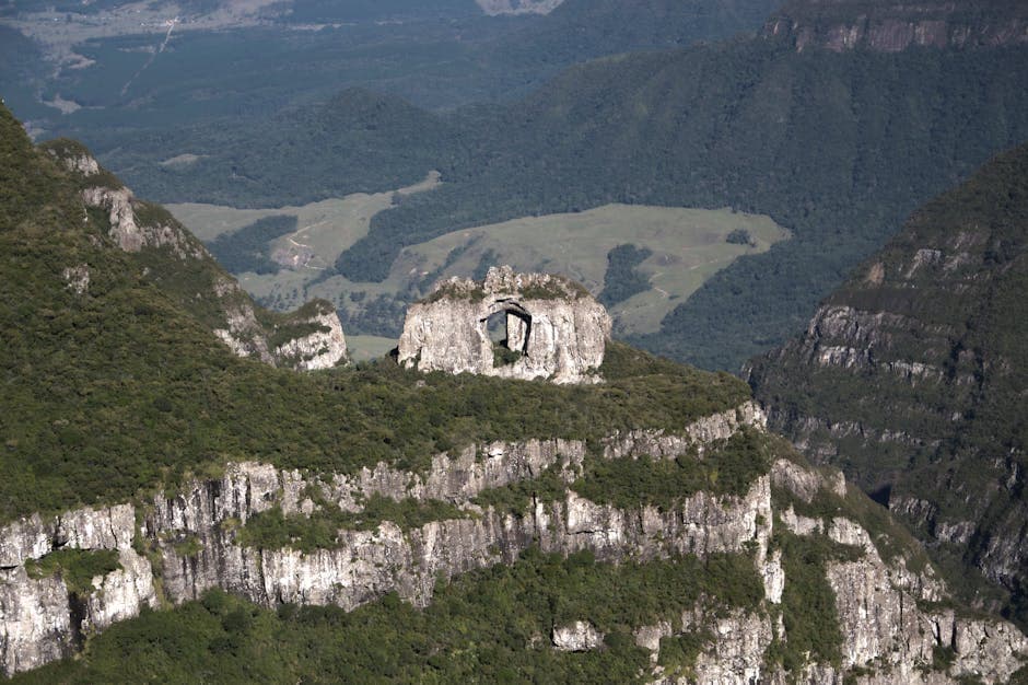 A breathtaking aerial view of Morro da Igreja, showcasing unique rock formations and lush landscapes in Brazil.