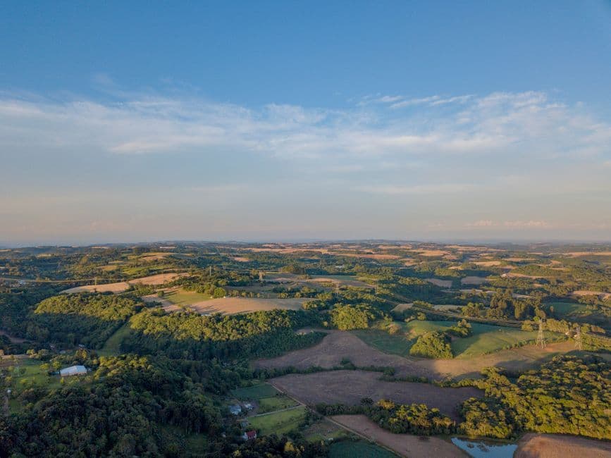 Aerial photograph showcasing the natural beauty and landscape of Erechim, RS, Brazil during daylight.