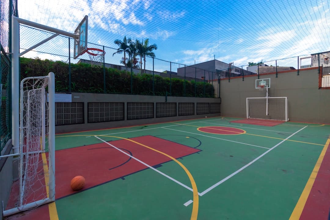a football court with a net