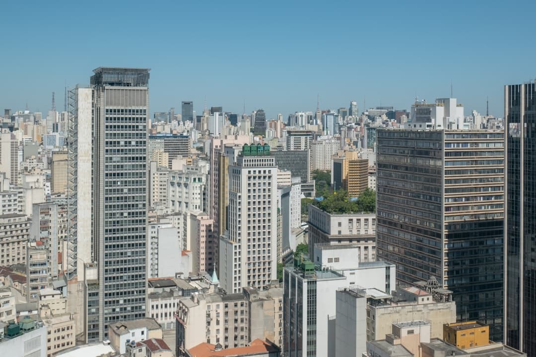 a view of a city from a tall building