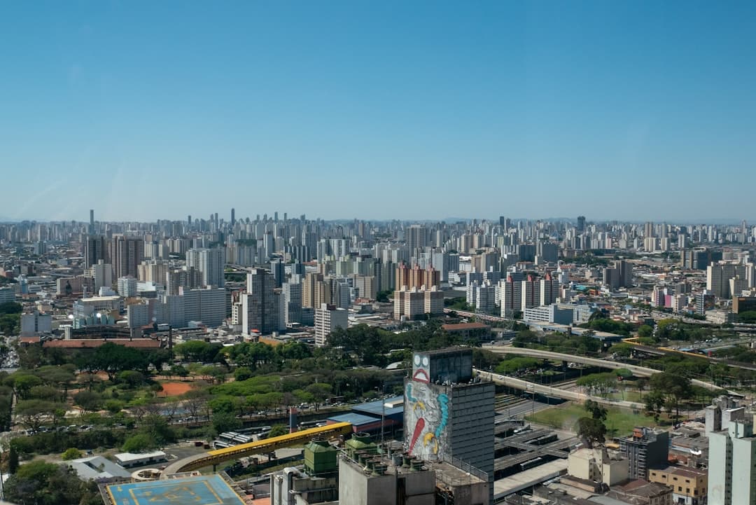 a view of a city from a tall building