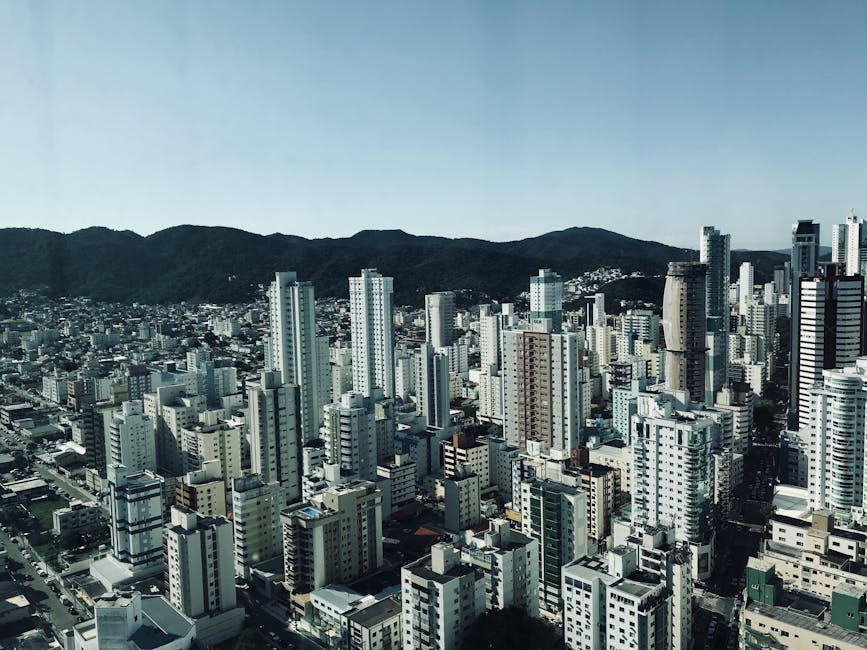 Discover the stunning skyline of Balneário Camboriú from above, highlighting its iconic skyscrapers.
