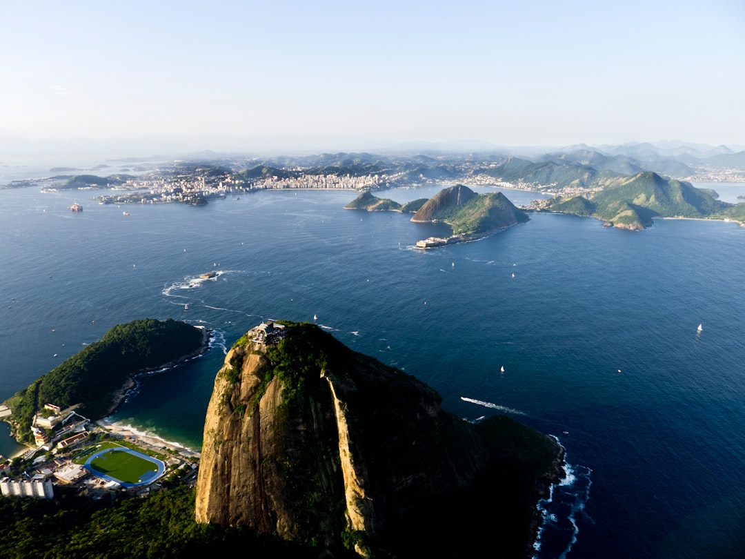 an aerial view of a large body of water