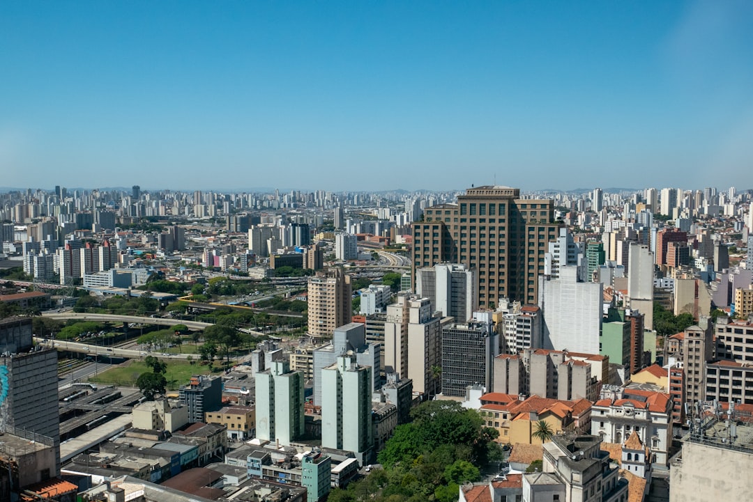 a view of a city from a tall building