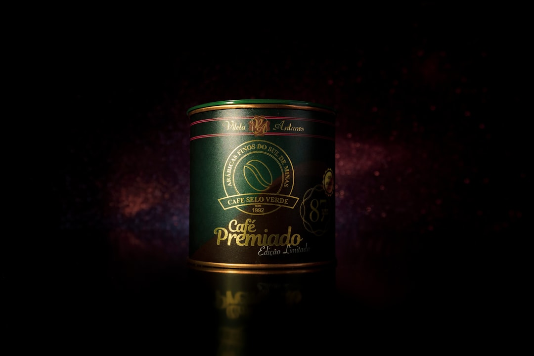 a can of coffee sitting on a table