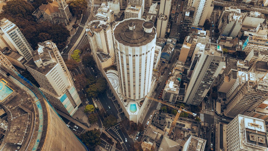 A stunning aerial view of downtown São Paulo capturing the vibrant urban architecture and bustling streets.