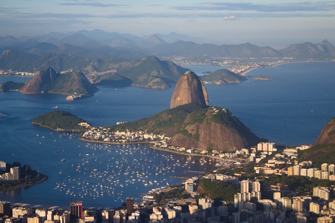 Sugarloaf mountain towers over rio de janeiro.