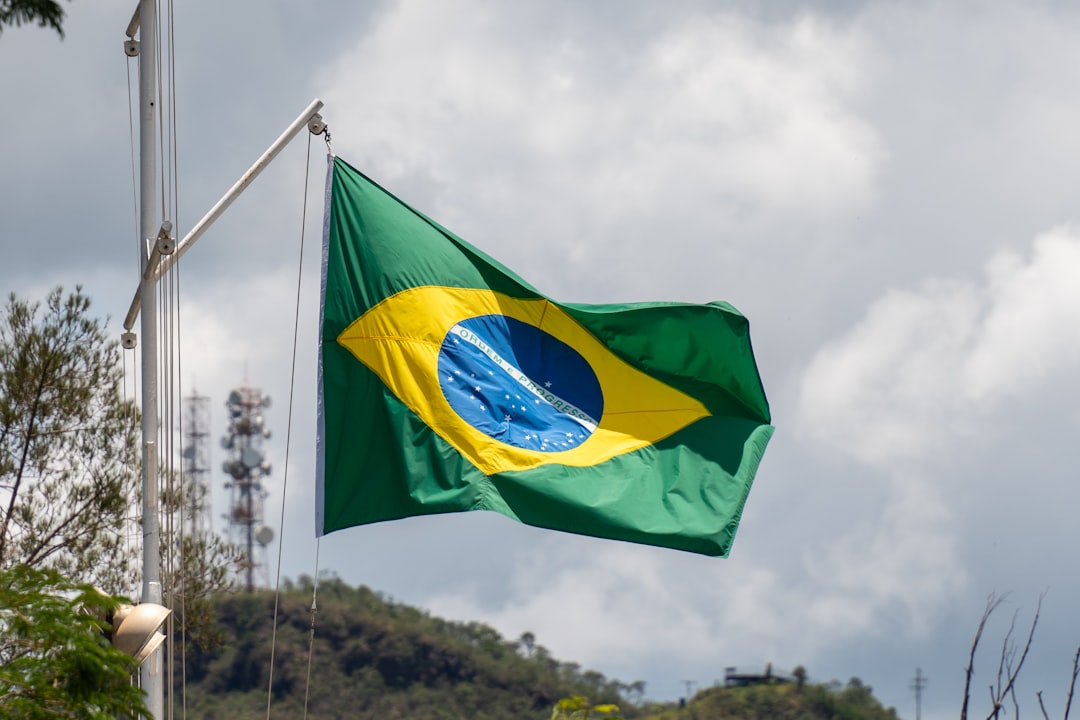 a green and yellow flag flying in the wind